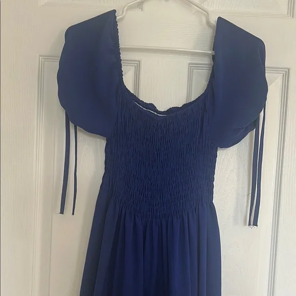 Floral Embroidered Blue Dress - Picture 4 of 5